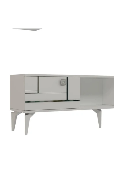 cantek dizayn MADDERA 150 CM  TV ÜNİTESİ TAKIMI BEYAZ-GÜMÜŞ - 5
