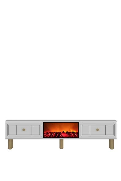 cantek dizayn Darioct Şömineli (A) Bohem Tv Sehpası Beyaz-beyaz - Resim 3