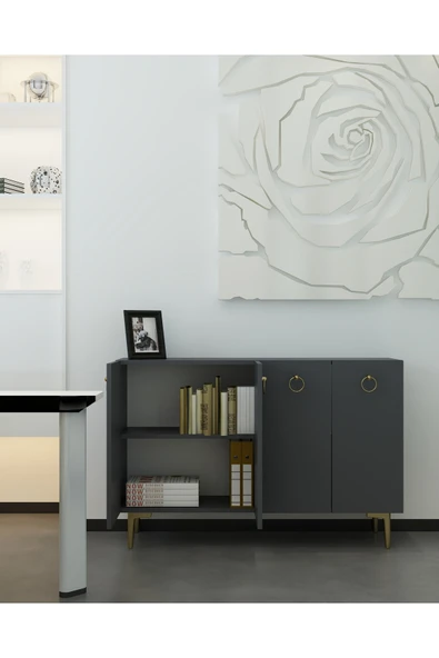 cantek dizayn EFESCT OFİS EVRAK DOLABI ANTRASİT-ANTRASİT-ALTIN