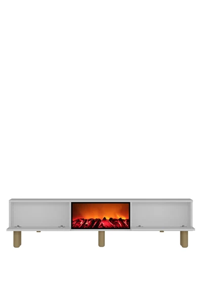 cantek dizayn Darioct Şömineli (A) Bohem Tv Sehpası Beyaz-beyaz - Resim 5