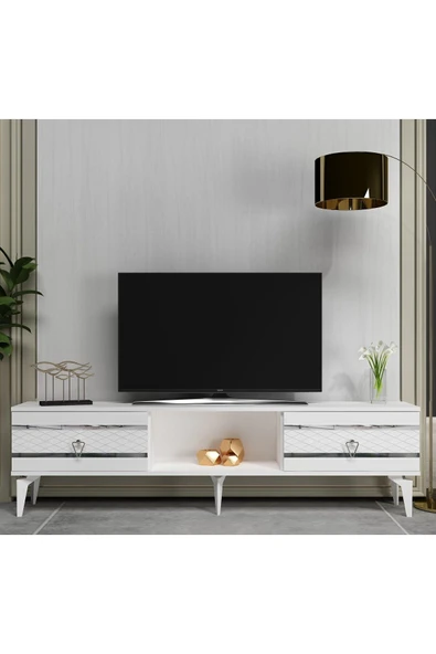 cantek dizayn PELLİN TV SEHPASI BEYAZ-GÜMÜŞ ürün görseli