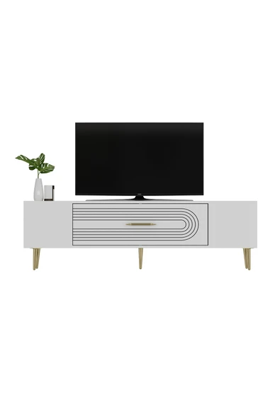 cantek dizayn DEKOL3CT TV SEHPASI BEYAZ-ALTIN - 3