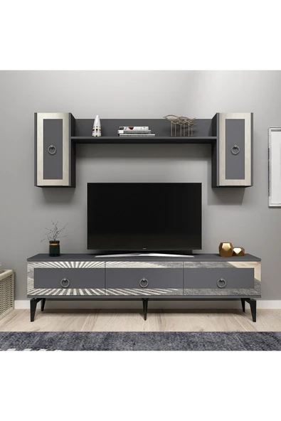cantek dizayn Ponny 180 Cm Tv Ünitesi Antrasit Gümüş ürün görseli