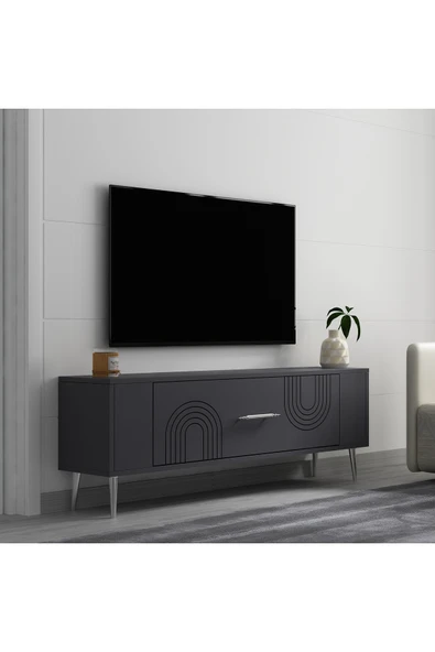 cantek dizayn RETROL2CT TV SEHPASI ANTRASİT-GÜMÜŞ - Resim 2