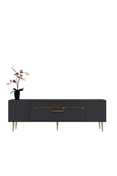 cantek dizayn DEKOLP1CT TV SEHPASI ANTRASİT-ALTIN - 3