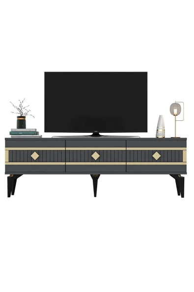 cantek dizayn NOVA TV SEHPASI (ALT MODÜL) ANTRASİT-ALTIN - Resim 4