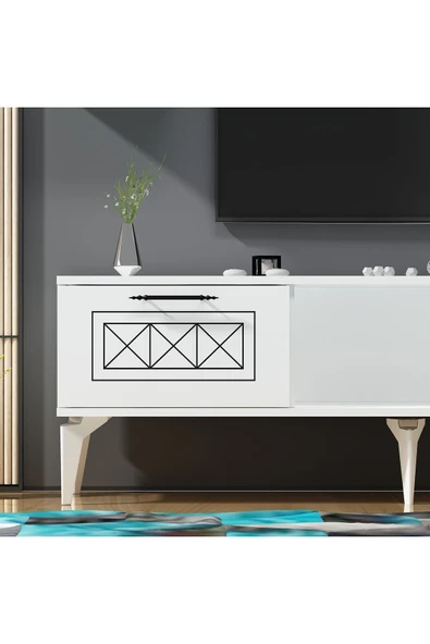 cantek dizayn SHUMENN TV SEHPASI (ALT MODÜL) BEYAZ-BEYAZ - Resim 4