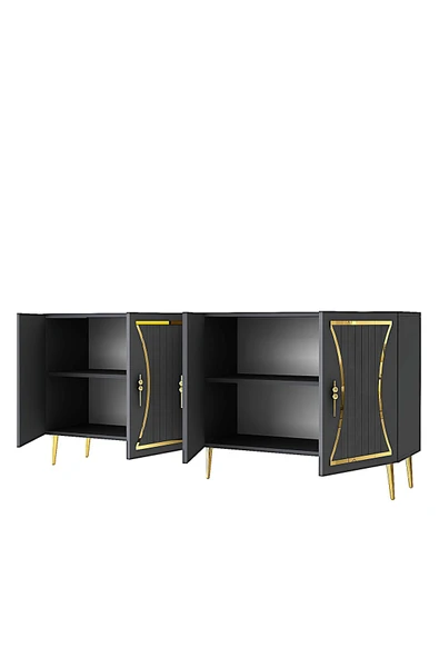 cantek dizayn TEANCT (KB150) KONSOL ANTRASİT-ALTIN - Resim 5