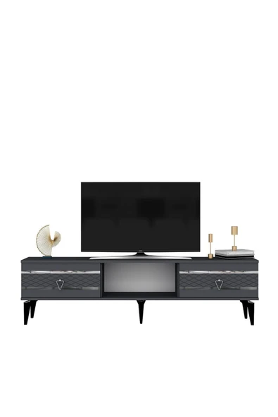 cantek dizayn PELLİN TV SEHPASI ANTRASİT-GÜMÜŞ - Resim 4