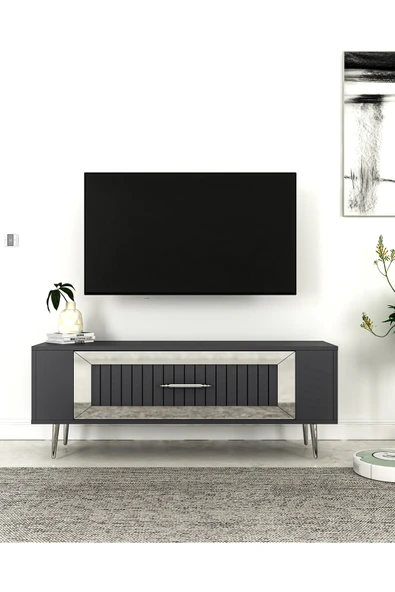 cantek dizayn RETROLP3CT TV SEHPASI ANTRASİT-GÜMÜŞ ürün görseli