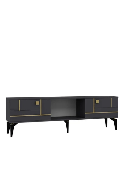 cantek dizayn MADERACT TV SEHPASI ANTRASİT-ALTIN - Resim 3