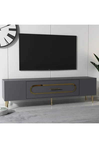 cantek dizayn DEKOP3CT TV SEHPASI ANTRASİT-ALTIN - 2