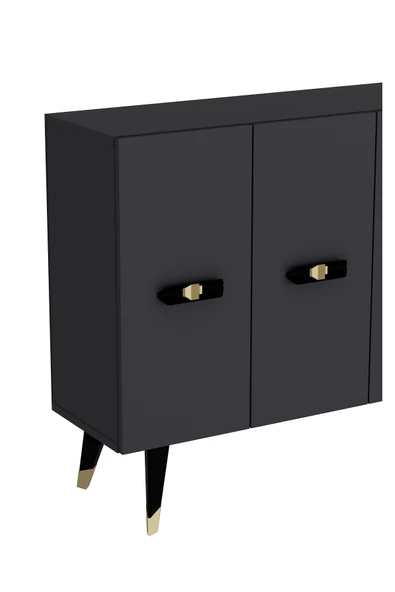 cantek dizayn Quartct (KM120) Konsol, Çok Amaçlı Dolap Antrasit-altın ( V Kulp) - 5