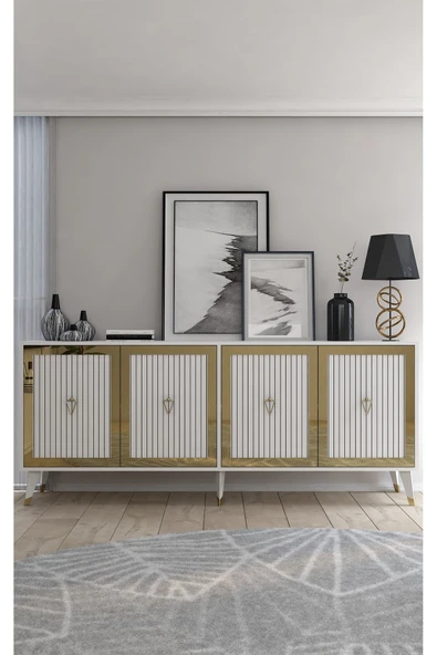 cantek dizayn Bennerct (KX180) Konsol Beyaz-beyaz-altın ürün görseli