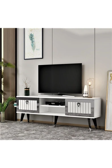 cantek dizayn Lidya Tv Stand Beyaz-gümüş - Resim 4