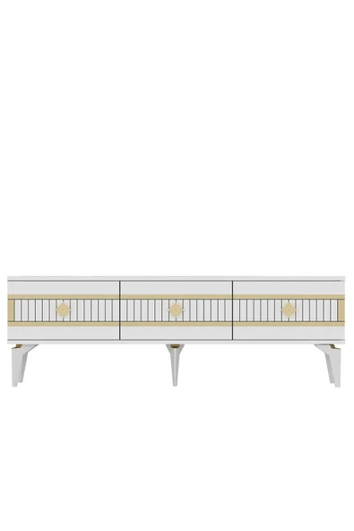 cantek dizayn NOVA TV SEHPASI (ALT MODÜL) BEYAZ-ALTIN - Resim 8