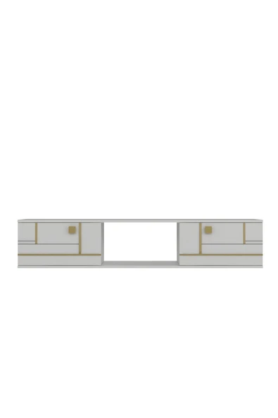 cantek dizayn AREDAMCT DUVARA MONTAJ TV SEHPASI BEYAZ-ALTIN - Resim 3