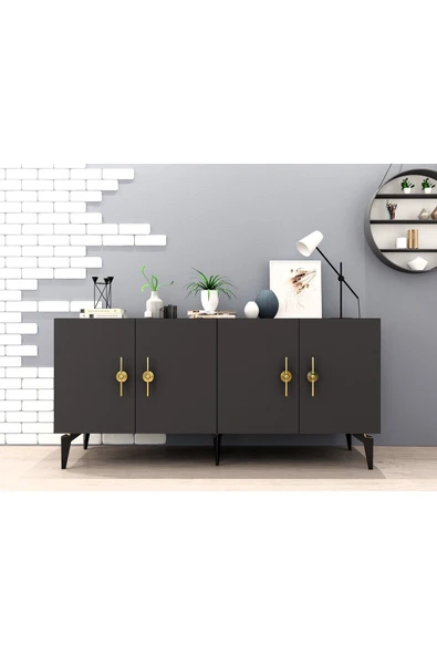 cantek dizayn ZENNİT 4 KAPAKLI RAFLI KONSOL ANTRASİT ürün görseli