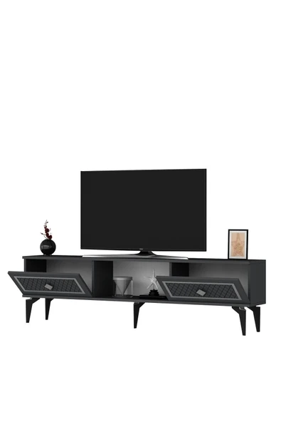 cantek dizayn Heerry Tv Sehpası Alt Modül Antrasit-gümüş - Resim 5