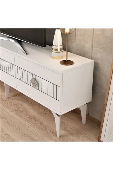 cantek dizayn MİDAS TV STAND (ALT MODÜL) BEYAZ-GÜMÜŞ - Resim 3
