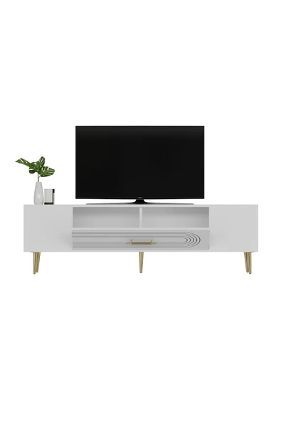 cantek dizayn DEKOL3CT TV SEHPASI BEYAZ-ALTIN - 5