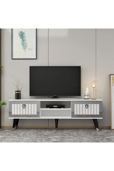 cantek dizayn Lidya Tv Stand Beyaz-gümüş ürün görseli