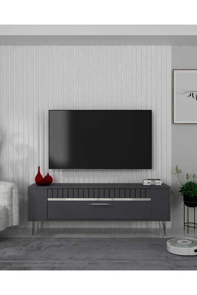 cantek dizayn RETROLP1CT TV SEHPASI ANTRASİT-GÜMÜŞ ürün görseli