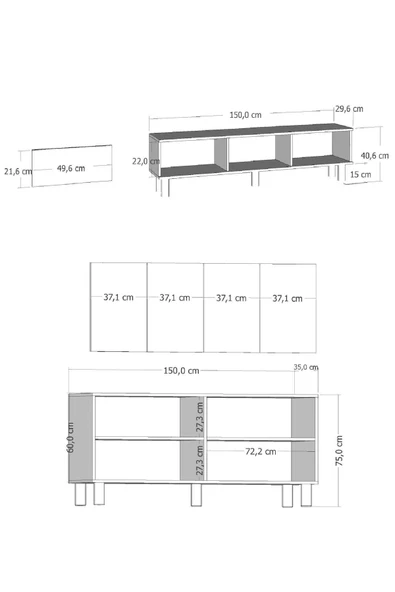 cantek dizayn POLENCT BOHEM KONSOL (KB150), BOHEM TV SEHPASI 2 Lİ SALON TAKIMI BEYAZ-BEYAZ - Resim 6