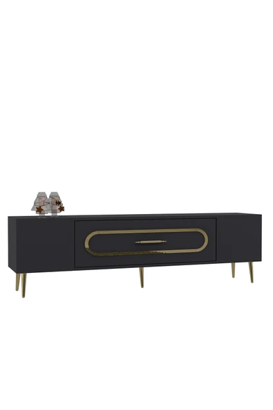 cantek dizayn DEKOP3CT TV SEHPASI ANTRASİT-ALTIN - 6