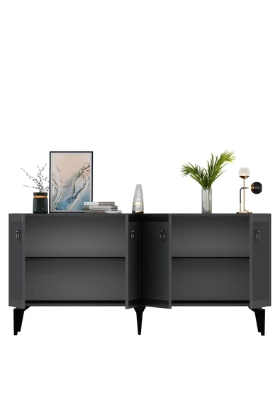 cantek dizayn PONNY LAZER PLEKSİ DESENLİ KONSOL ANTRASİT-GÜMÜŞ - Resim 7