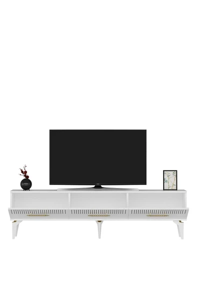 cantek dizayn Allvin 180 Cm Tv Sehpası Beyaz Beyaz - Resim 5
