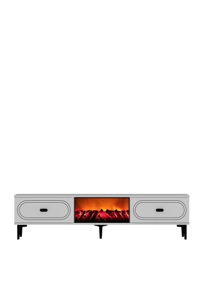 cantek dizayn WENYCT ŞÖMİNELİ (A) TV SEHPASI BEYAZ-BEYAZ - Resim 3