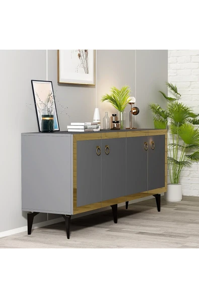 cantek dizayn PONNY LAZER PLEKSİ DESENLİ KONSOL ANTRASİT-ALTIN - 3