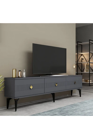 cantek dizayn MİDAS TV STAND (ALT MODÜL) ANTRASİT-ALTIN - Resim 2