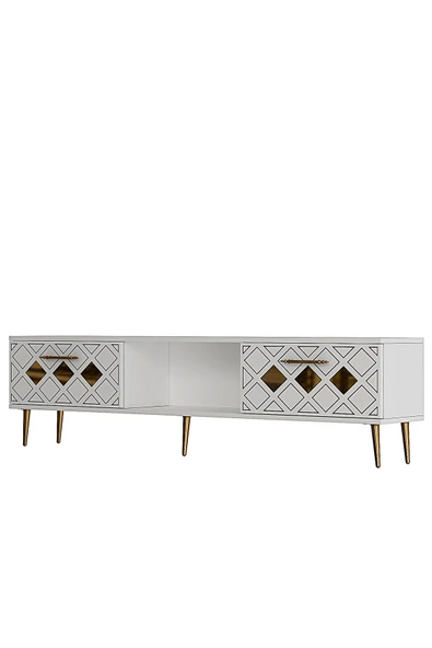 cantek dizayn DOMECT TV SEHPASI BEYAZ-ALTIN - Resim 4