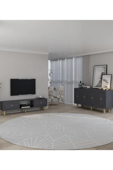 cantek dizayn POLENCT BOHEM KONSOL (KB150), BOHEM TV SEHPASI 2 Lİ SALON TAKIMI ANTRASİT-ANTRASİT