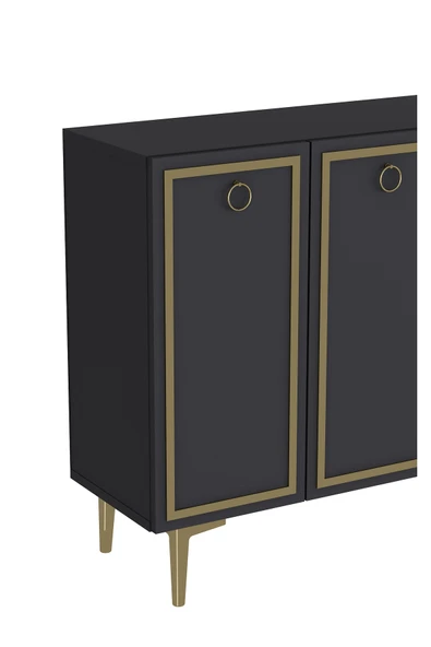 cantek dizayn WOLLYCT (KM120) KONSOL,ÇOK AMAÇLI DOLAP ANTRASİT-ALTIN - Resim 5