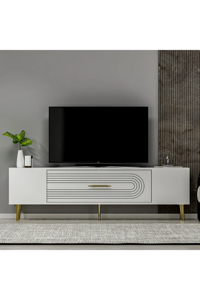 cantek dizayn DEKOL3CT TV SEHPASI BEYAZ-ALTIN