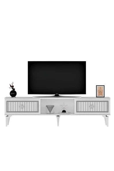 cantek dizayn 150 Cm Nil Tv Sehpası (alt Modül) Beyaz-gümüş - Resim 4