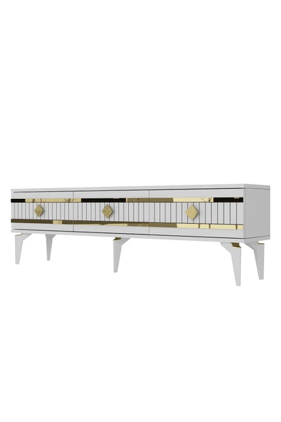 cantek dizayn LENORA TV SEHPASI (ALT MODÜL) BEYAZ-ALTIN - 5