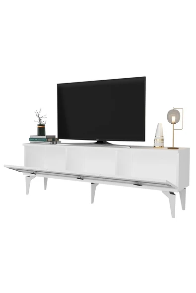 cantek dizayn NOVA TV SEHPASI (alt modül) ve KONSOL 2'Lİ SALON TAKIMI BEYAZ-GÜMÜŞ - 6