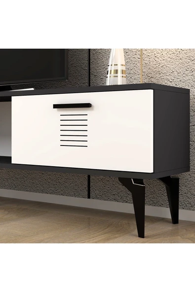 cantek dizayn ASSİMO TV SEHPASI (ALT MODÜL) ANTRASİT-BEYAZ - Resim 4