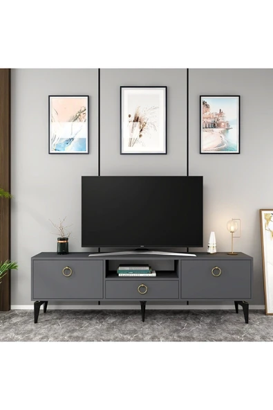 cantek dizayn DRONNE TV SEHPASI ANTRASİT-ANTRASİT - Resim 2