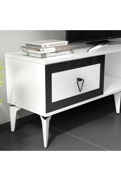 cantek dizayn LİİNDA TV SEHPASI (ALT MODÜL) BEYAZ-GÜMÜŞ - Resim 3