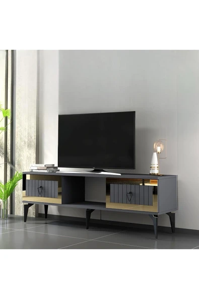 cantek dizayn LİİNDA TV SEHPASI (ALT MODÜL) ANTRASİT-ALTIN ürün görseli