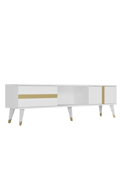 cantek dizayn VANNİA TV SEHPASI (ALT MODÜL) BEYAZ-ALTIN - Resim 7