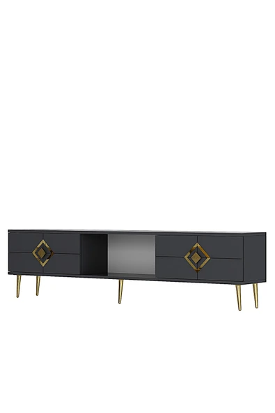 cantek dizayn ROBBERCT TV SEHPASI ANTRASİT-ALTIN - Resim 4