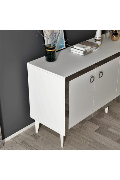 cantek dizayn PONNY LAZER PLEKSİ DESENLİ KONSOL BEYAZ-GÜMÜŞ - Resim 5