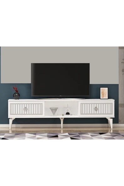 cantek dizayn 150 Cm Nil Tv Sehpası (alt Modül) Beyaz-gümüş ürün görseli