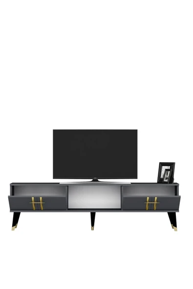 cantek dizayn ASEL TV SEHPASI (ALT MODÜL) ANTRASİT-ALTIN - Resim 4